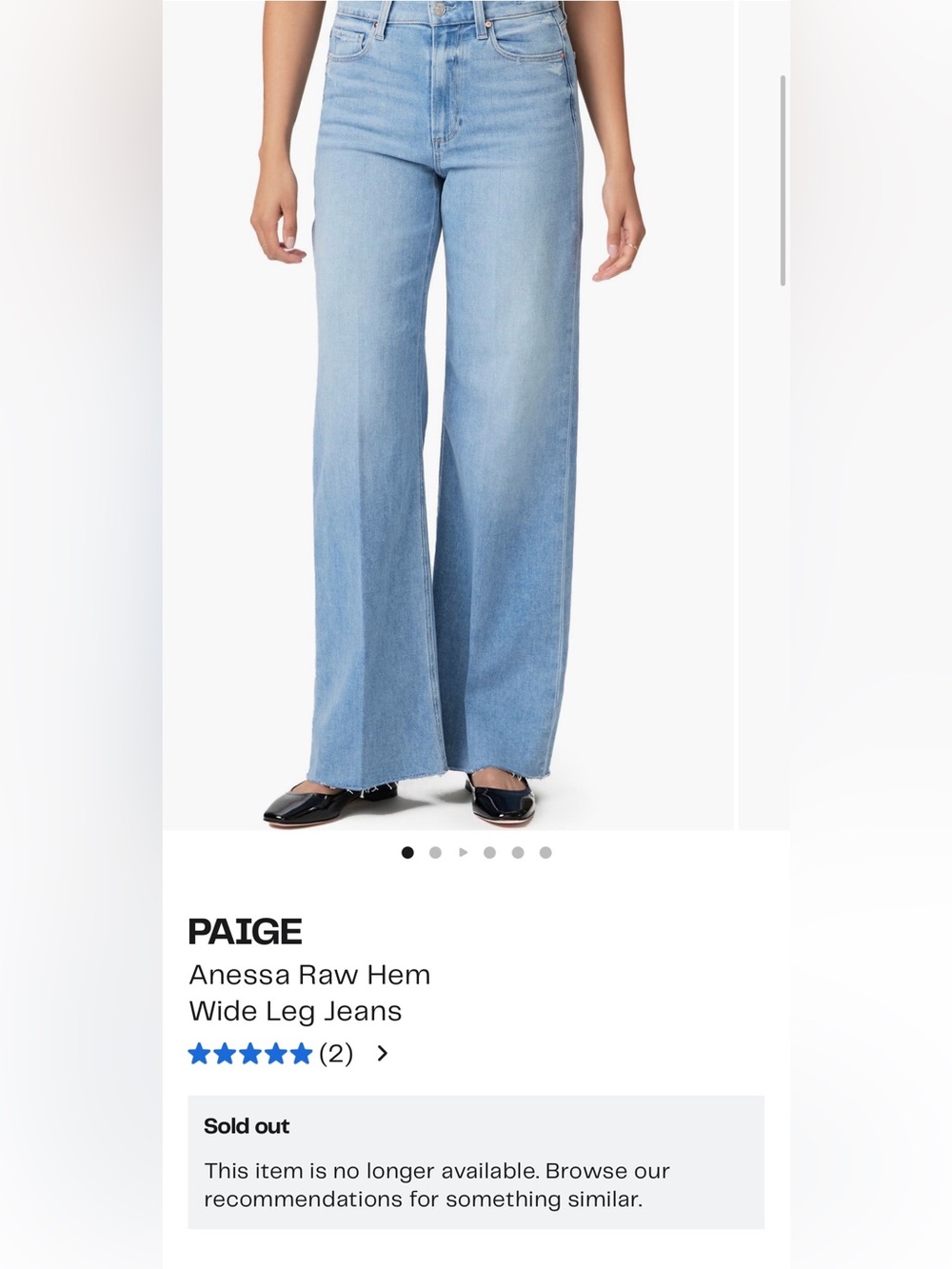 PAIGE Light Blue Raw-Hem Wide Leg Jeans